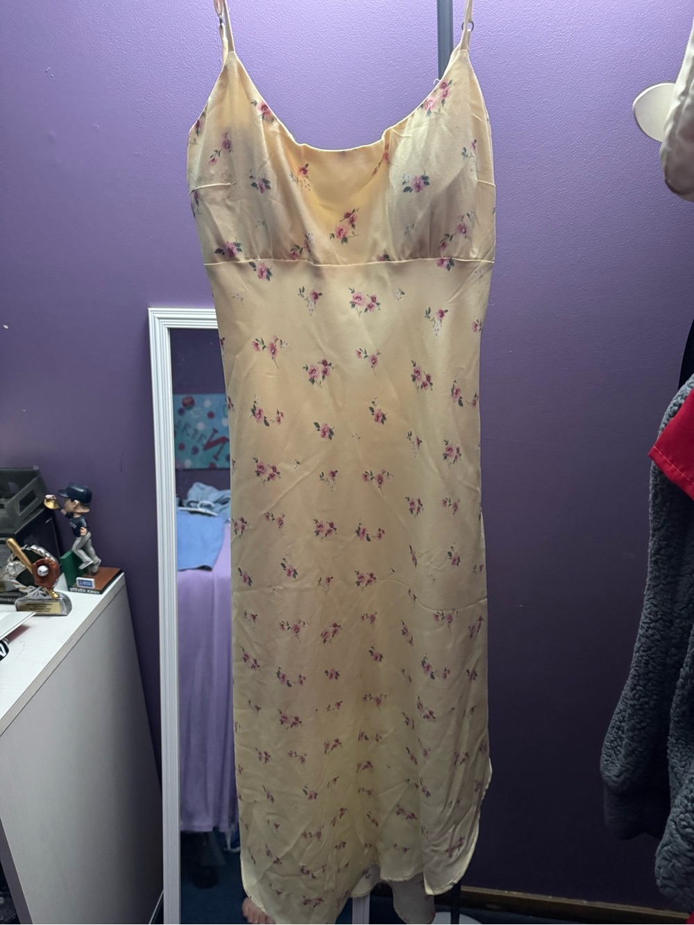 Hollister Cream Satin Slip Top with Spaghetti Straps